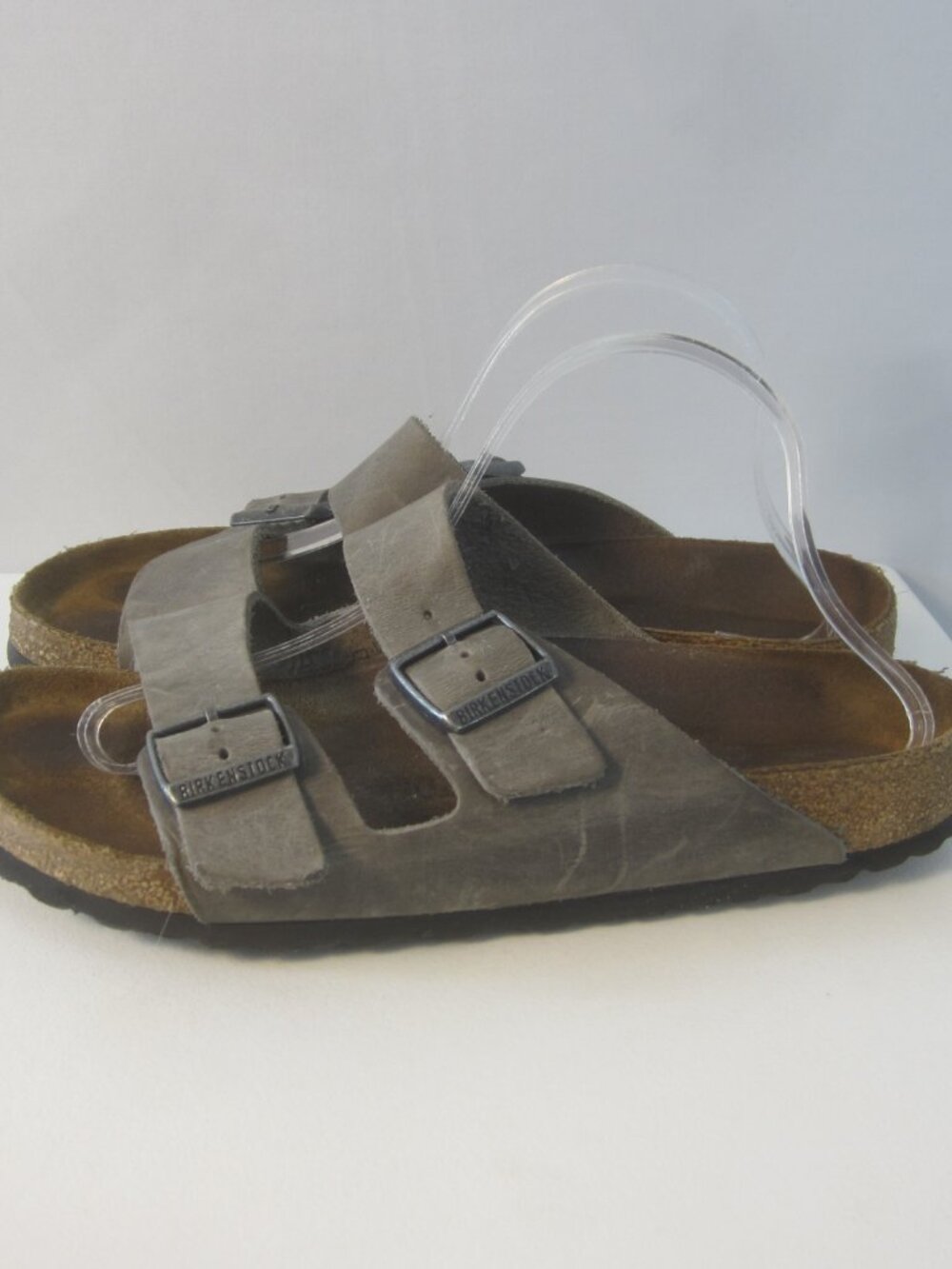 Birkenstock Arizona Unisex 42 Medium Gray Leather Double Strap Sandals Men - Picture 5 of 11